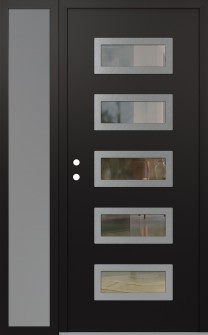 Diamond D1 50" x 80" black/black clear Glass Panel stainless steel RHI with Sidelite frosted Glass