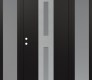 Modern Steel Front Door DIAMOND A6 68" X 80" BLACK/WHITE FROSTED GLASS PANEL STAINLESS STEEL RHI WITH 2 SIDELITES FROSTED GLASS