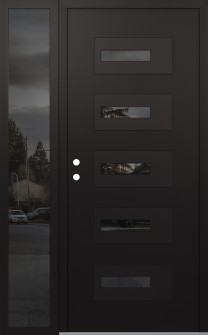 Diamond D6 50" x 80" black/black Mirrored Glass Panel black RHI with Sidelite Mirrored Glass