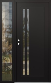 Diamond C6 50" x 80" black/black clear Glass Panel black RHI with Sidelite clear Glass