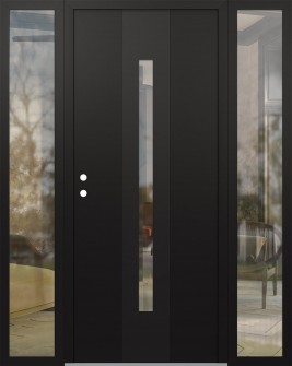 DIAMOND A2 68" X 80" BLACK/BLACK CLEAR GLASS PANEL BLACK RHI WITH 2 SIDELITES CLEAR GLASS