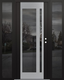 Diamond C15 68" x 80" black/black mirrored Glass Panel stainless steel LHI with 2 Sidelites mirrored Glass