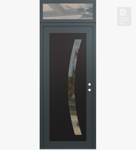 Modern Steel Front Door Diamond C4 36" x 96" anthracite/anthracite clear Glass Panel black LHI with Transom clear Glass