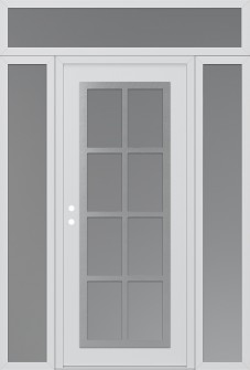 Diamond C16 64" x 96" white/white frosted Glass Panel stainless steel RHI with 2 Sidelites and Transom frosted Glass