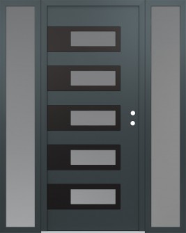 Diamond D3 68" x 80" anthracite/anthracite frosted Glass Panel black LHI with 2 Sidelites frosted Glass