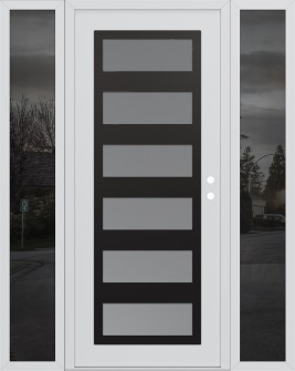 Diamond C9 64" x 80" white/white frosted Glass Panel black LHI with 2 Sidelites mirrored Glass