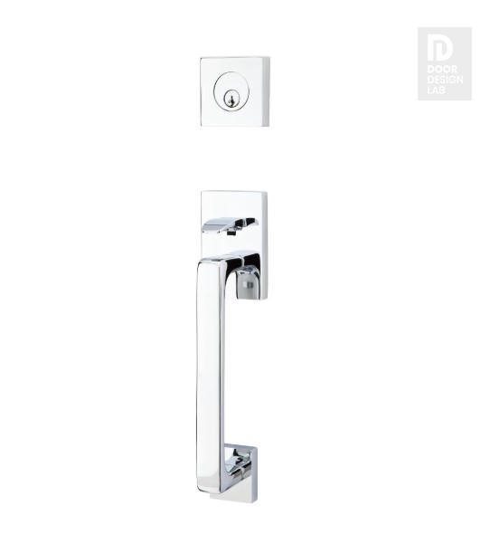 EMTEK BADEN DOUBLE CYLINDER KEYD 4830 POLISHED CHROME US26 for Steel Front Doors