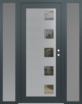 Diamond C5 64" x 80" anthracite/anthracite clear Glass Panel stainless steel LHI with 2 Sidelites frosted Glass