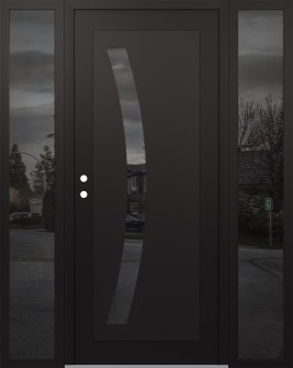 Diamond C4 68" x 80" black/black mirrored Glass Panel black RHI with 2 Sidelites mirrored Glass