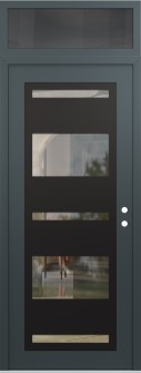 Diamond C10 36" x 96" anthracite/anthracite clear Glass Panel black LHI with Transom mirrored Glass