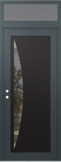 Diamond C13 36" x 96" anthracite/anthracite clear Glass Panel black RHI with Transom frosted Glass