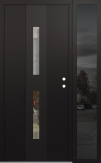 DIAMOND A6 52" X 80" BLACK/BLACK CLEAR GLASS PANEL BLACK LHI WITH SIDELITE MIRRORED GLASS