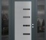 Modern Steel Front Door Diamond C8 68" x 96" anthracite/anthracite mirrored Glass Panel stainless steel LHI with 2 Sidelites and Transom mirrored Glass