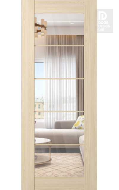 DOOR SLAB AVON 5 LITE CLEAR VETRO LOIRE ASH 36" X 80" X 1 3/4" TEMPERED CLEAR GLASS