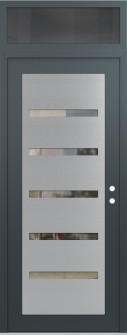 Diamond C7 36" x 96" anthracite/anthracite clear Glass Panel stainless steel LHI with Transom mirrored Glass