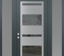 Modern Steel Front Door Diamond C10 60" x 96" anthracite/anthracite mirrored Glass Panel stainless steel RHI with 2 Sidelites and Transom frosted Glass