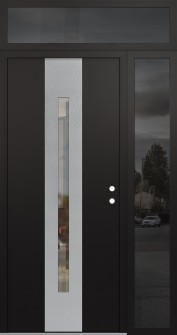 DIAMOND A2 50" X 96" BLACK/BLACK CLEAR GLASS PANEL STAINLESS STEEL LHI WITH SIDELITE AND TRANSOM MIRRORED GLASS