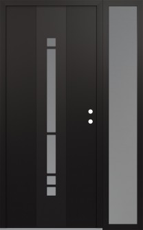 DIAMOND A3 48" X 80" BLACK/WHITE FROSTED GLASS PANEL BLACK LHI WITH SIDELITE FROSTED GLASS