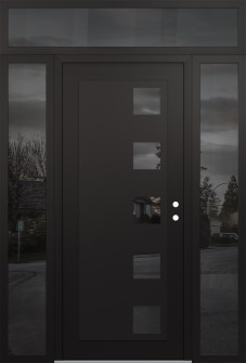 Diamond C5 64" x 96" black/black mirrored Glass Panel black LHI with 2 Sidelites and Transom mirrored Glass