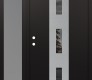 Modern Steel Front Door DIAMOND A7 50" X 80" BLACK/BLACK MIRRORED GLASS PANEL STAINLESS STEEL RHI WITH SIDELITE FROSTED GLASS