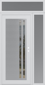 Diamond C6 52" x 96" white/white clear Glass Panel stainless steel LHI with Sidelite and Transom frosted Glass
