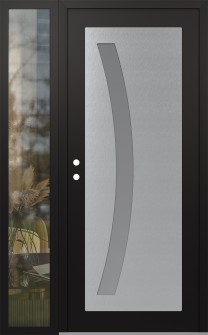 Diamond C4 52" x 80" black/white frosted Glass Panel stainless steel RHI with Sidelite clear Glass