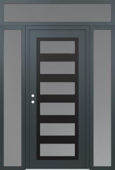 Diamond C9 60" x 96" anthracite/anthracite frosted Glass Panel black RHI with 2 Sidelites and Transom frosted Glass