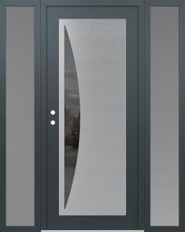 Diamond C13 64" x 80" anthracite/anthracite mirrored Glass Panel stainless steel RHI with 2 Sidelites frosted Glass