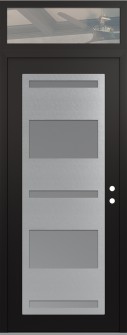 Diamond C10 36" x 96" black/white frosted Glass Panel stainless steel LHI with Transom clear Glass