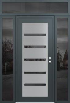 Diamond C7 64" x 96" anthracite/anthracite mirrored Glass Panel stainless steel LHI with 2 Sidelites and Transom mirrored Glass