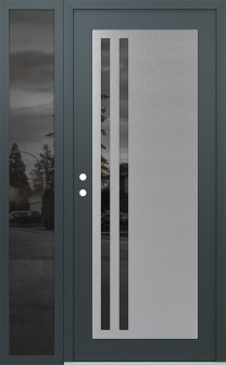 Diamond C6 48" x 80" anthracite/anthracite mirrored Glass Panel stainless steel RHI with Sidelite mirrored Glass