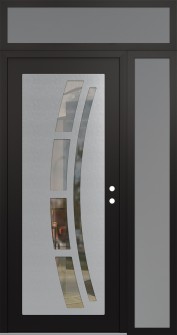 Diamond C12 48" x 96" black/black clear Glass Panel stainless steel LHI with Sidelite and Transom frosted Glass