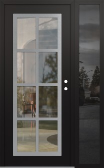 Diamond C16 48" x 80" black/black clear Glass Panel stainless steel LHI with Sidelite mirrored Glass