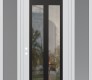 Modern Steel Front Door Diamond C14 68" x 96" white/white clear Glass Panel black RHI with 2 Sidelites and Transom frosted Glass