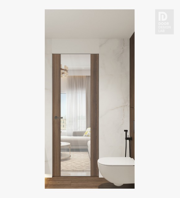 Avon 202 Clear Vetro Pecan Nutwood Modern Interior Frameless Door by Belldinni