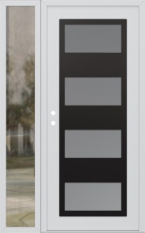 Diamond C2 50" x 80" white/white frosted Glass Panel black RHI with Sidelite clear Glass