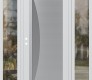 Modern Steel Front Door Diamond C13 60" x 80" white/white frosted Glass Panel stainless steel RHI with 2 Sidelites clear Glass