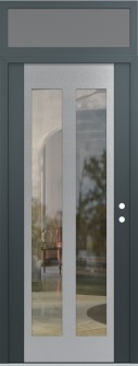 Diamond C14 36" x 96" anthracite/anthracite clear Glass Panel stainless steel LHI with Transom frosted Glass