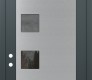 Modern Steel Front Door Diamond C5 36" x 96" anthracite/anthracite mirrored Glass Panel stainless steel RHI with Transom clear Glass