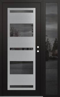 Diamond C10 48" x 80" black/black mirrored Glass Panel stainless steel LHI with Sidelite mirrored Glass