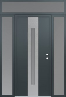 DIAMOND A2 64" X 96" ANTHRACITE/ANTHRACITE FROSTED GLASS PANEL STAINLESS STEEL LHI WITH 2 SIDELITES AND TRANSOM FROSTED GLASS