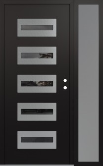 Diamond D4 48" x 80" black/black mirrored Glass Panel stainless steel LHI with Sidelite frosted Glass