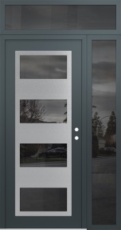 Diamond C2 52" x 96" anthracite/anthracite mirrored Glass Panel stainless steel LHI with Sidelite and Transom mirrored Glass