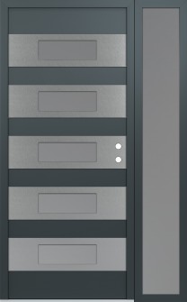 Diamond D5 52" x 80" anthracite/anthracite frosted Glass Panel stainless steel LHI with Sidelite frosted Glass
