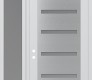 Modern Steel Front Door Diamond C7 50" x 96" white/white frosted Glass Panel stainless steel RHI with Sidelite and Transom frosted Glass