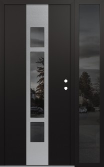 DIAMOND A9 48" X 80" BLACK/BLACK MIRRORED GLASS PANEL STAINLESS STEEL LHI WITH SIDELITE MIRRORED GLASS