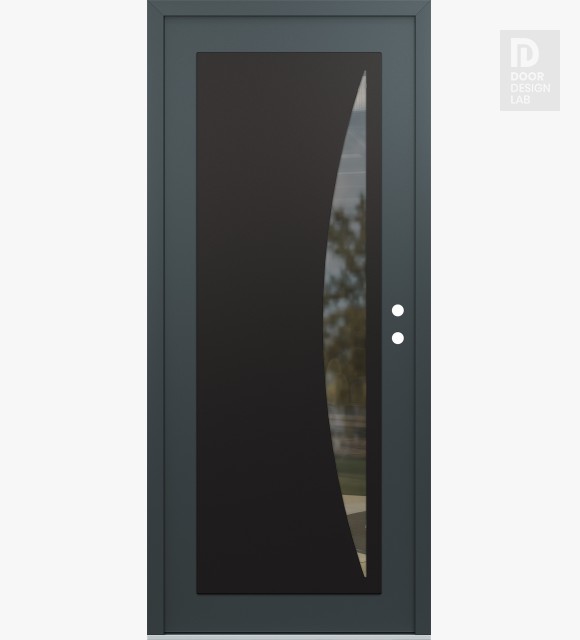 Modern Steel Front Door Diamond C13 36" x 80" anthracite/anthracite clear Glass Panel black LHI