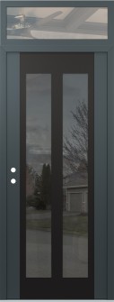 Diamond C14 36" x 96" anthracite/anthracite mirrored Glass Panel black RHI with Transom clear Glass