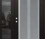 Modern Steel Front Door Diamond C14 52" x 80" black/white frosted Glass Panel stainless steel RHI with Sidelite mirrored Glass