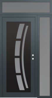 Diamond C12 50" x 96" anthracite/anthracite frosted Glass Panel black LHI with Sidelite and Transom frosted Glass
